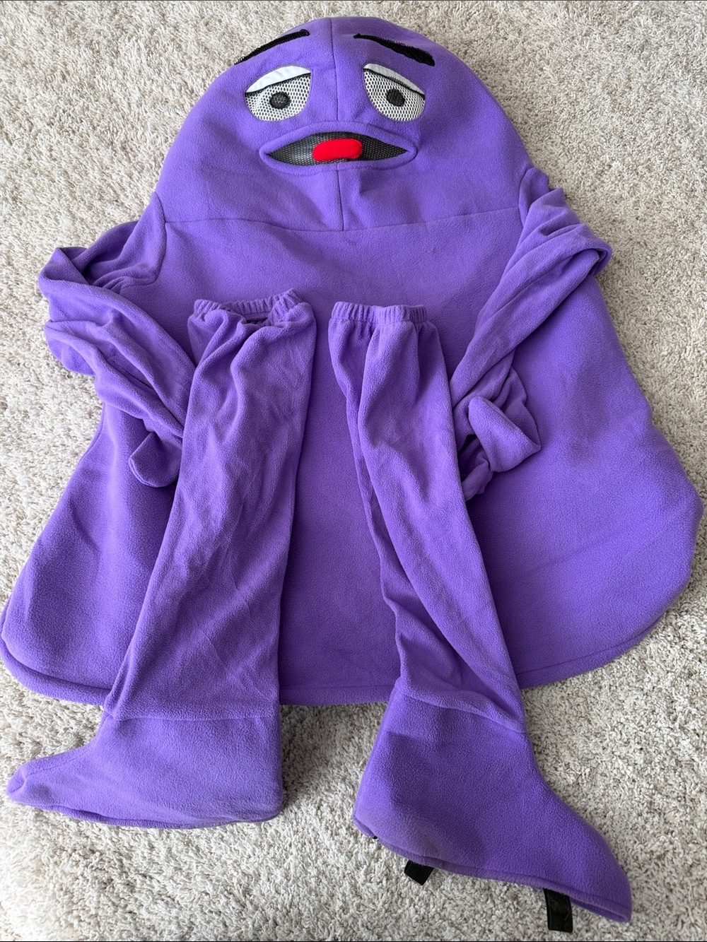 “Grimace” Character Costume with Attached Boot Covers